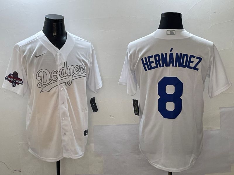 Men Los Angeles Dodgers 8 Hernandez White Fashion Edition Game 2025 Nike MLB Jersey style 3